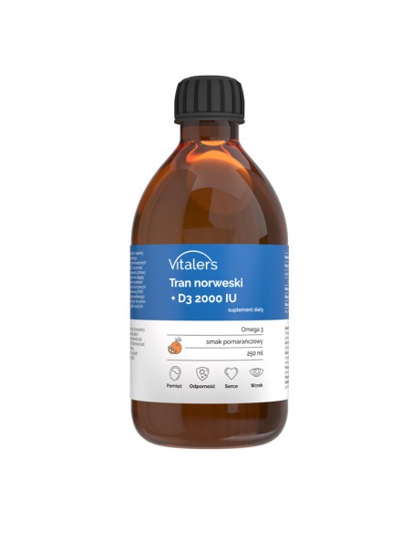 Vitaler's Рыбий жир Omega-3 1200 мг + D3 2000 МЕ со вкусом апельсина, 250 мл